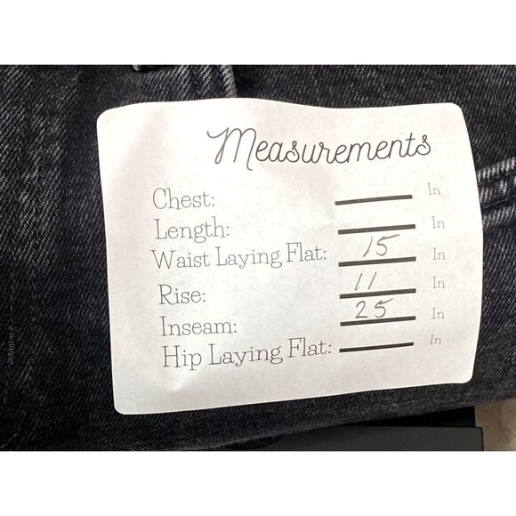 ZARA Slim Straight High Waisted Stretch Jeans Raw Hem 6 Rinsed Black #3059 - Picture 9 of 14